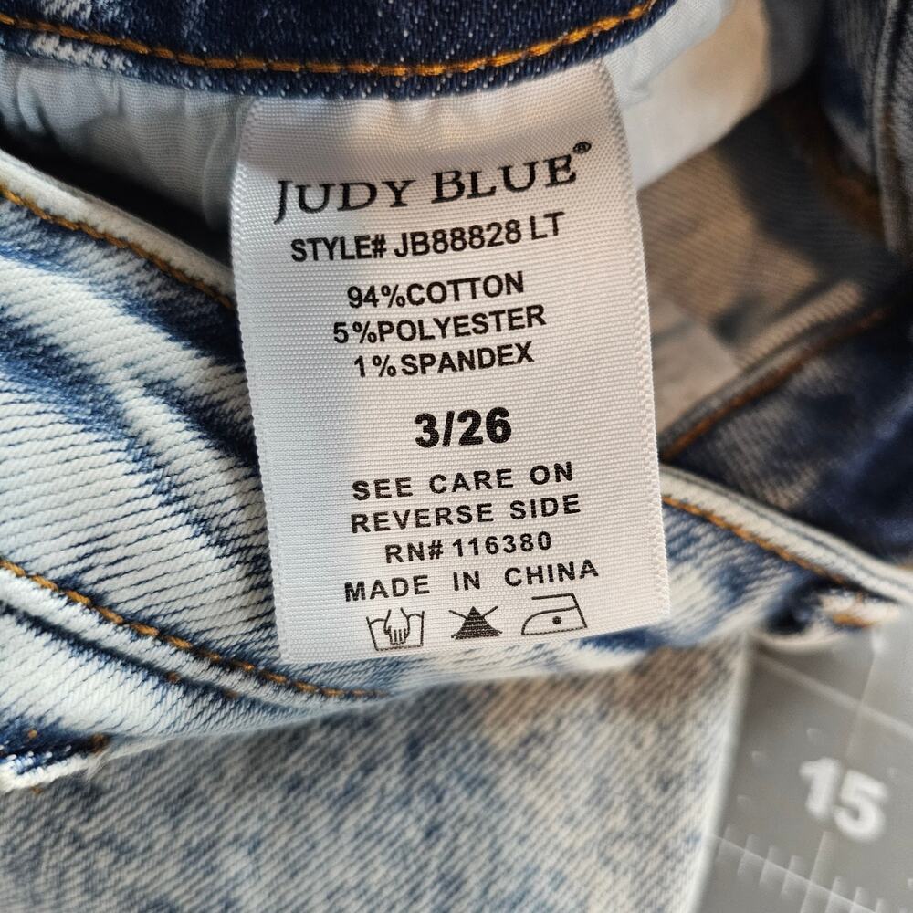Judy Blue Wide Leg Jeans Women Size 3/26 Light Wash Denim Distressed JB88828 LT - Picture 13 of 13